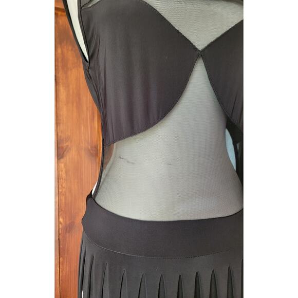 Vintage Uptown USA Black Cut‑Out One‑Piece Swimsuit Size L Made in USA Dramatic - Picture 6 of 16